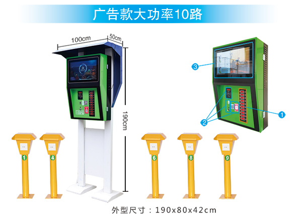 廣告款大功率10路小區(qū)充電站